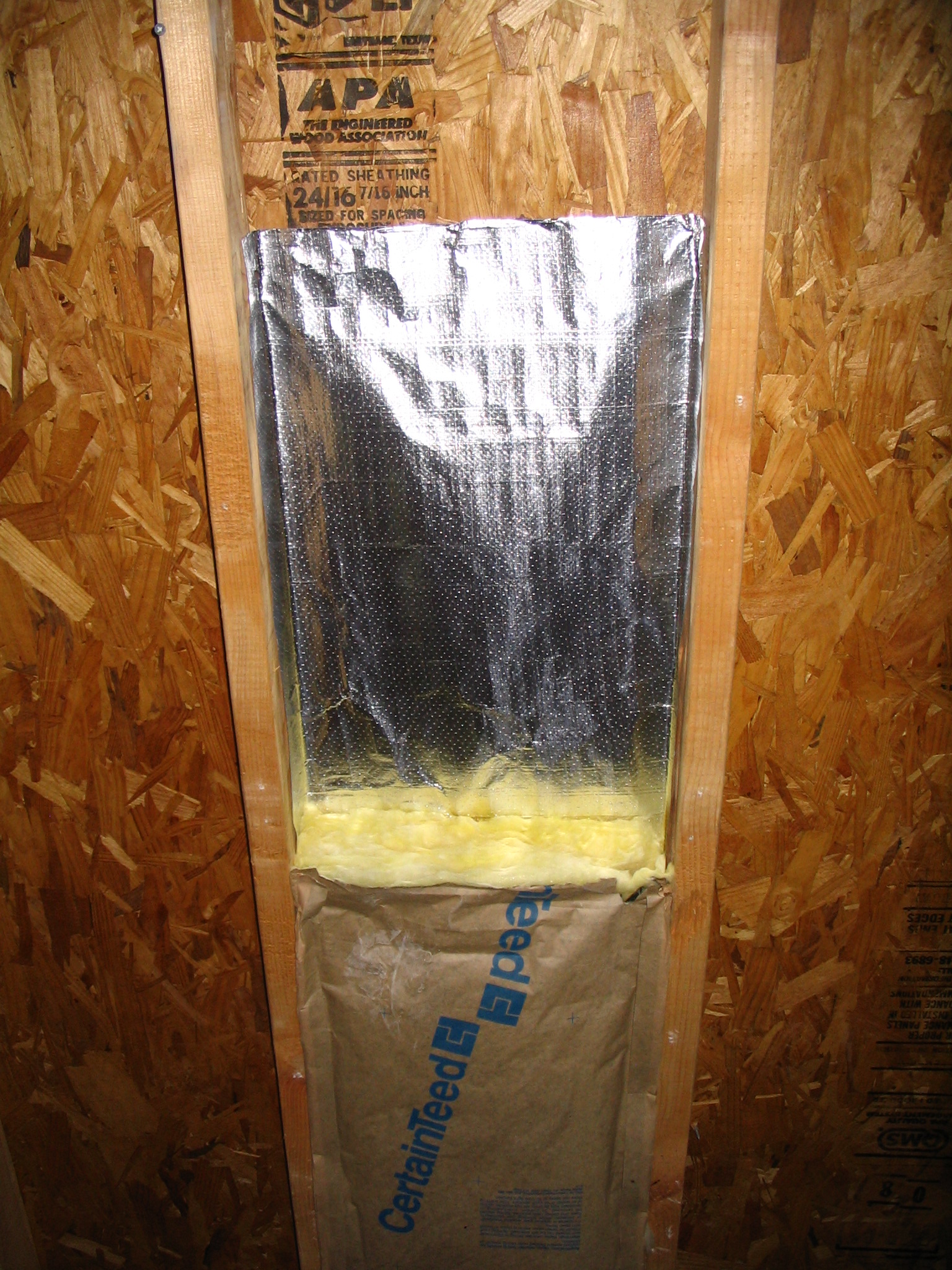 Ra-flect radiant barrier installed in a cathedral ceiling rafter bay