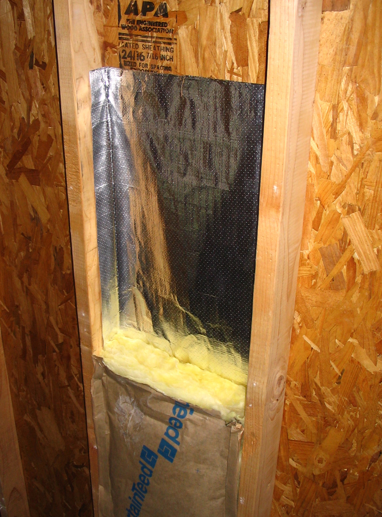 Ra-flect radiant barrier installed in a framed knee wall